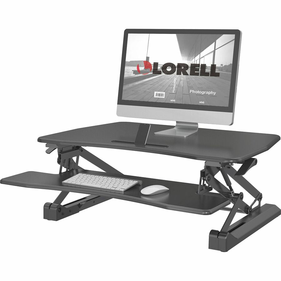 Lorell Gas Lift Monitor Riser - Flat Panel Display Type Supported - 19.50" Height x 35.50" Width x 23.25" Depth - Deskto