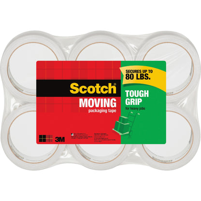 Scotch Tough Grip Moving Packaging Tape - 43.70 yd Length x 1.88" Width - Clear - Fiber - 6 / Pack