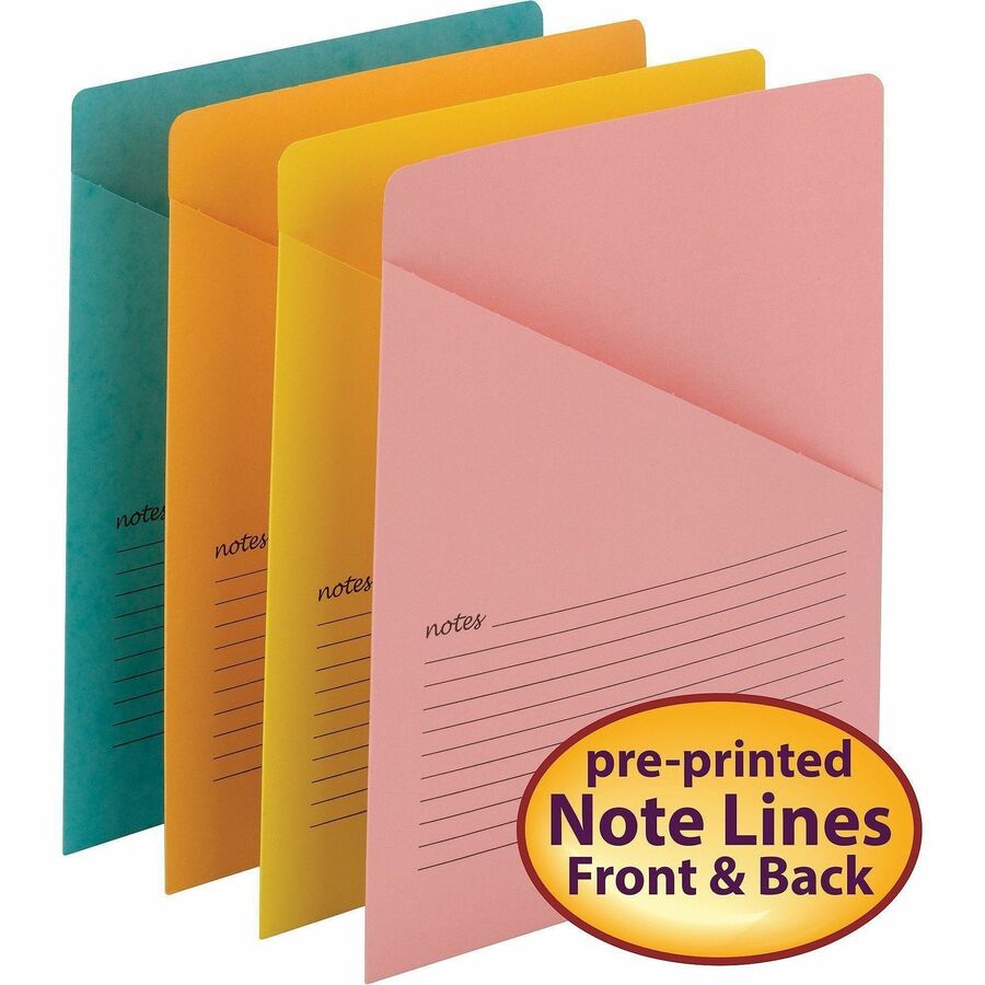 Smead Organized Up Recycled File Jacket - 11 pt. - Aqua, Goldenrod, Pink, Yellow - Preprinted, Sturdy, Closed Sides - 10