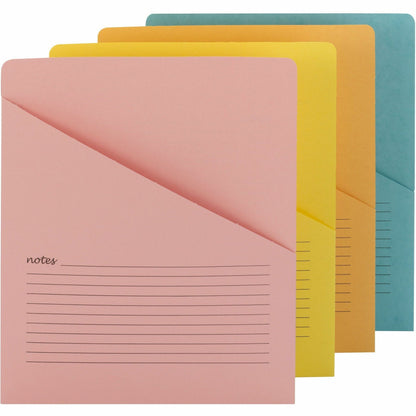 Smead Organized Up Recycled File Jacket - 11 pt. - Aqua, Goldenrod, Pink, Yellow - Preprinted, Sturdy, Closed Sides - 10