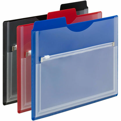 Smead 1/3 Tab Cut Letter Organizer Folder - 8 1/2" x 11" - 1/2" Expansion - 1 Pocket - Blue, Red, Black - 3 / Pack