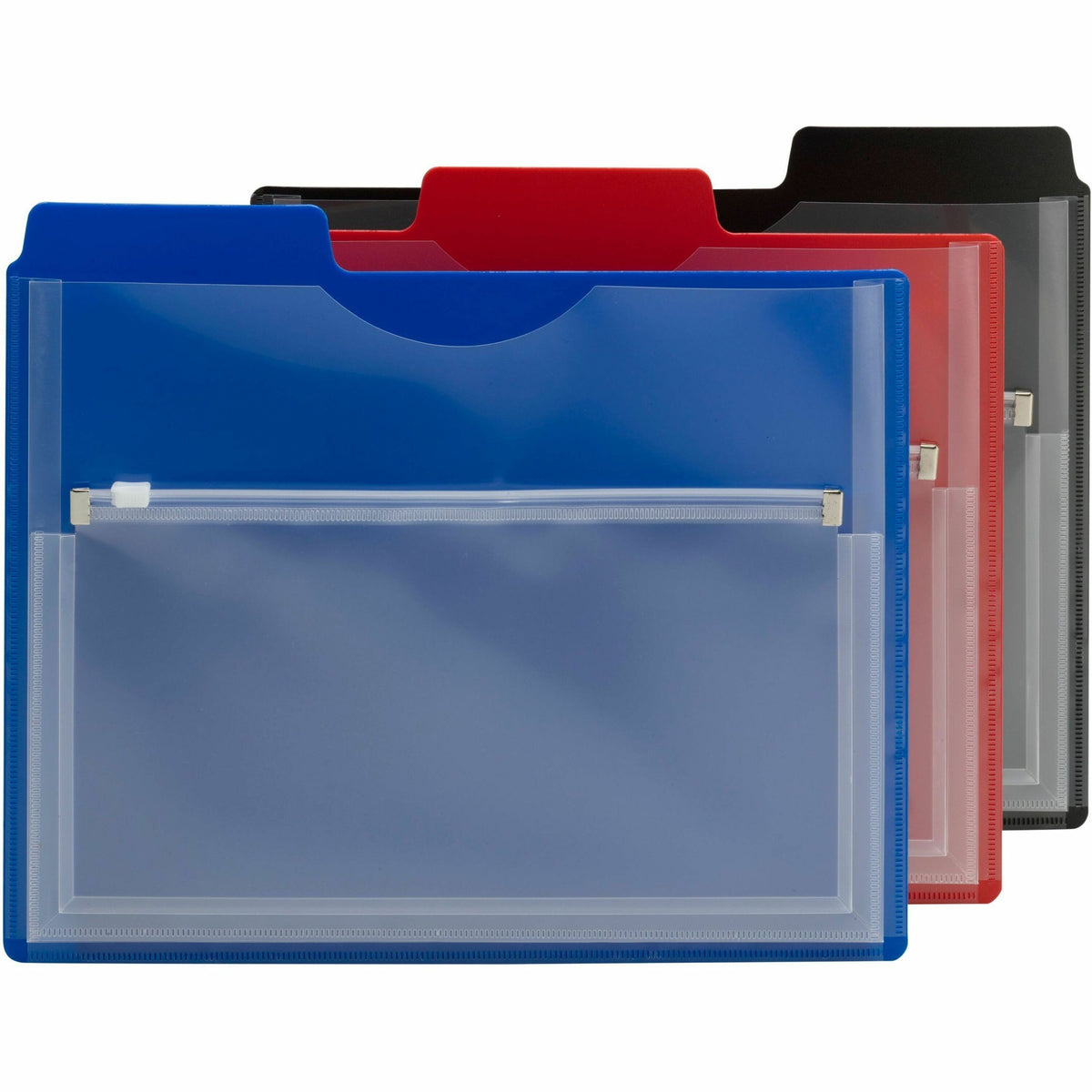 Smead 1/3 Tab Cut Letter Organizer Folder - 8 1/2" x 11" - 1/2" Expansion - 1 Pocket - Blue, Red, Black - 3 / Pack