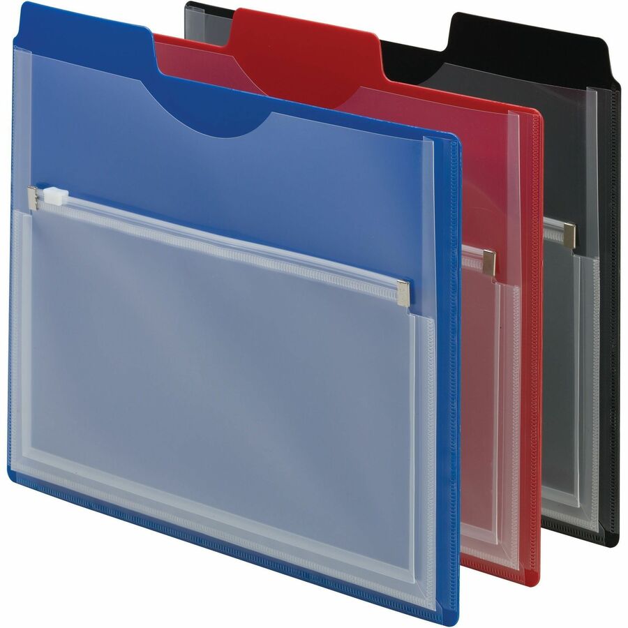 Smead 1/3 Tab Cut Letter Organizer Folder - 8 1/2" x 11" - 1/2" Expansion - 1 Pocket - Blue, Red, Black - 3 / Pack