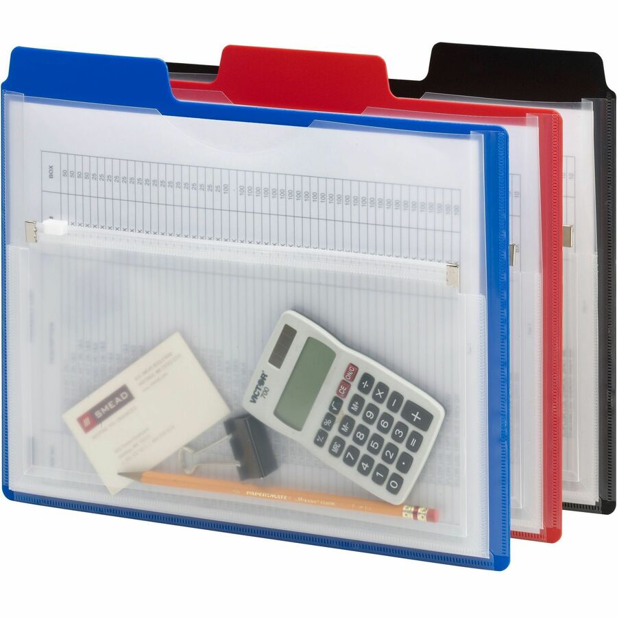 Smead 1/3 Tab Cut Letter Organizer Folder - 8 1/2" x 11" - 1/2" Expansion - 1 Pocket - Blue, Red, Black - 3 / Pack