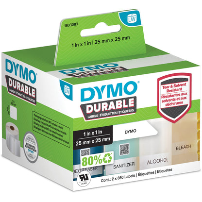 Dymo Multipurpose Label - 63/64" Width x 63/64" Length - Square - Direct Thermal - White - Polypropylene - 1700 / Roll -