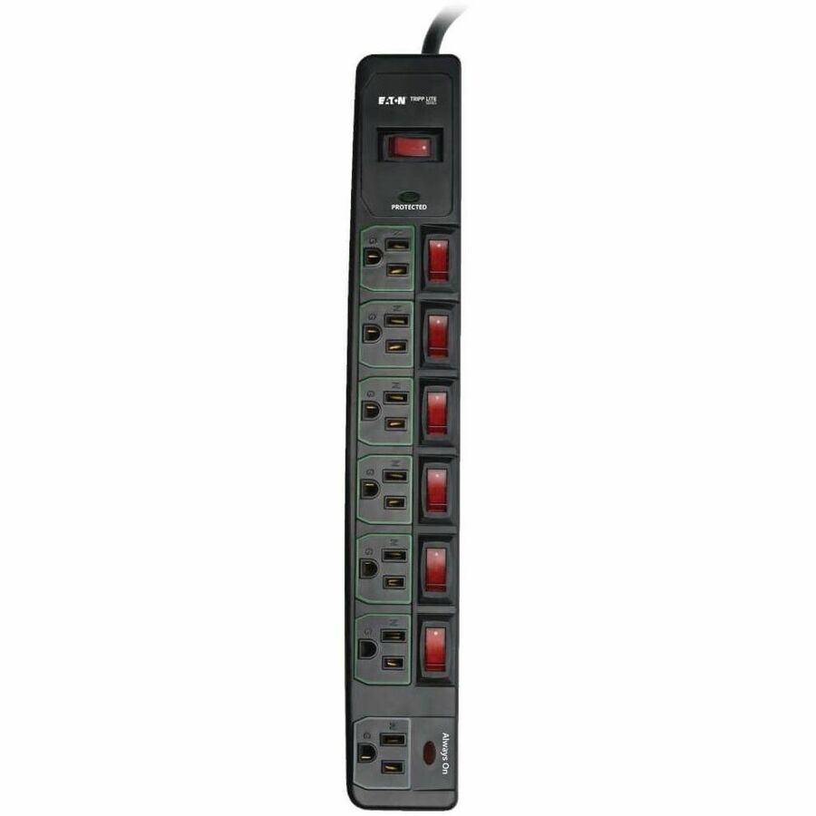 Tripp Lite series TLP76MSGB ECO-Surge 7-Outlet Surge Protector - 7 x NEMA 5-15R - 1800 VA - 1080 J - 120 V AC Input - 12