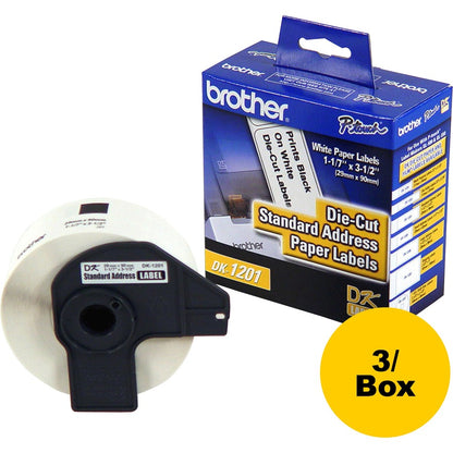 Brother Standard Address Paper Labels - 3 9/64" Width x 1 9/64" Length - Direct Thermal - White - Paper - 400 / Roll - 3