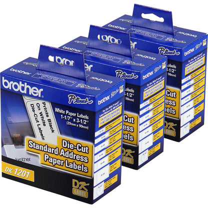 Brother Standard Address Paper Labels - 3 9/64" Width x 1 9/64" Length - Direct Thermal - White - Paper - 400 / Roll - 3