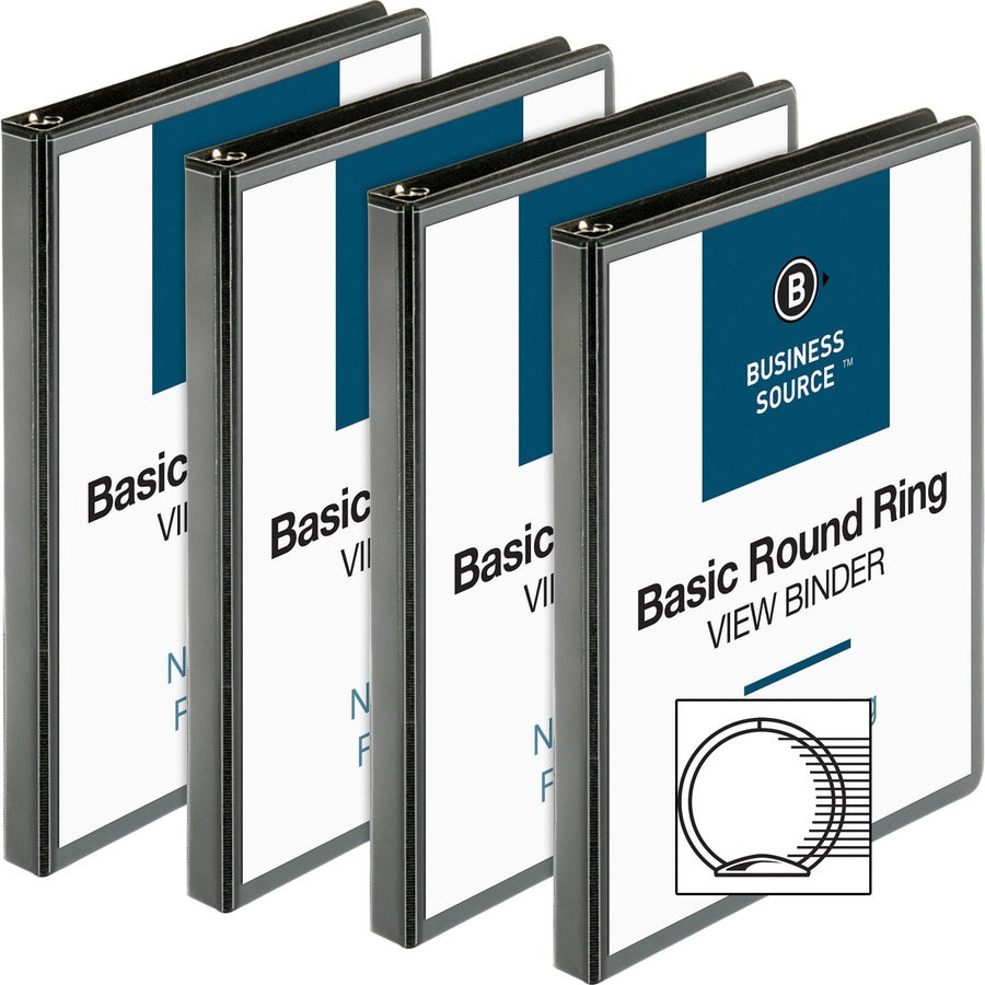 Business Source Round-ring View Binder - 1/2" Binder Capacity - Letter - 8 1/2" x 11" Sheet Size - 125 Sheet Capacity - 