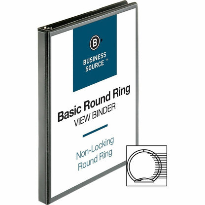 Business Source Round-ring View Binder - 1/2" Binder Capacity - Letter - 8 1/2" x 11" Sheet Size - 125 Sheet Capacity - 