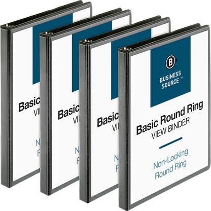 Business Source Round-ring View Binder - 1/2" Binder Capacity - Letter - 8 1/2" x 11" Sheet Size - 125 Sheet Capacity - 