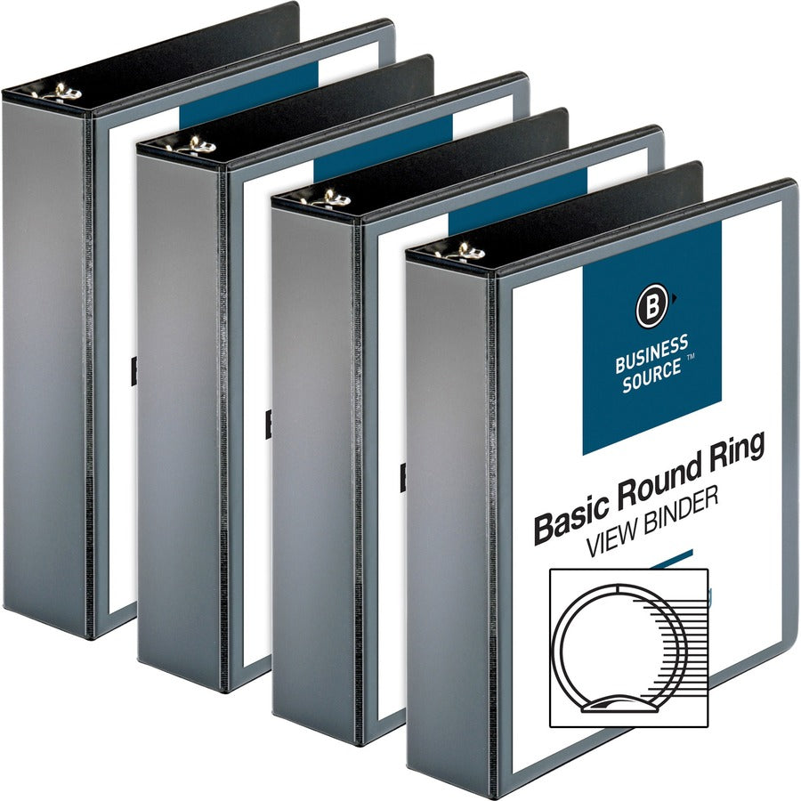 Business Source Round-ring View Binder - 2" Binder Capacity - Letter - 8 1/2" x 11" Sheet Size - 475 Sheet Capacity - 4 