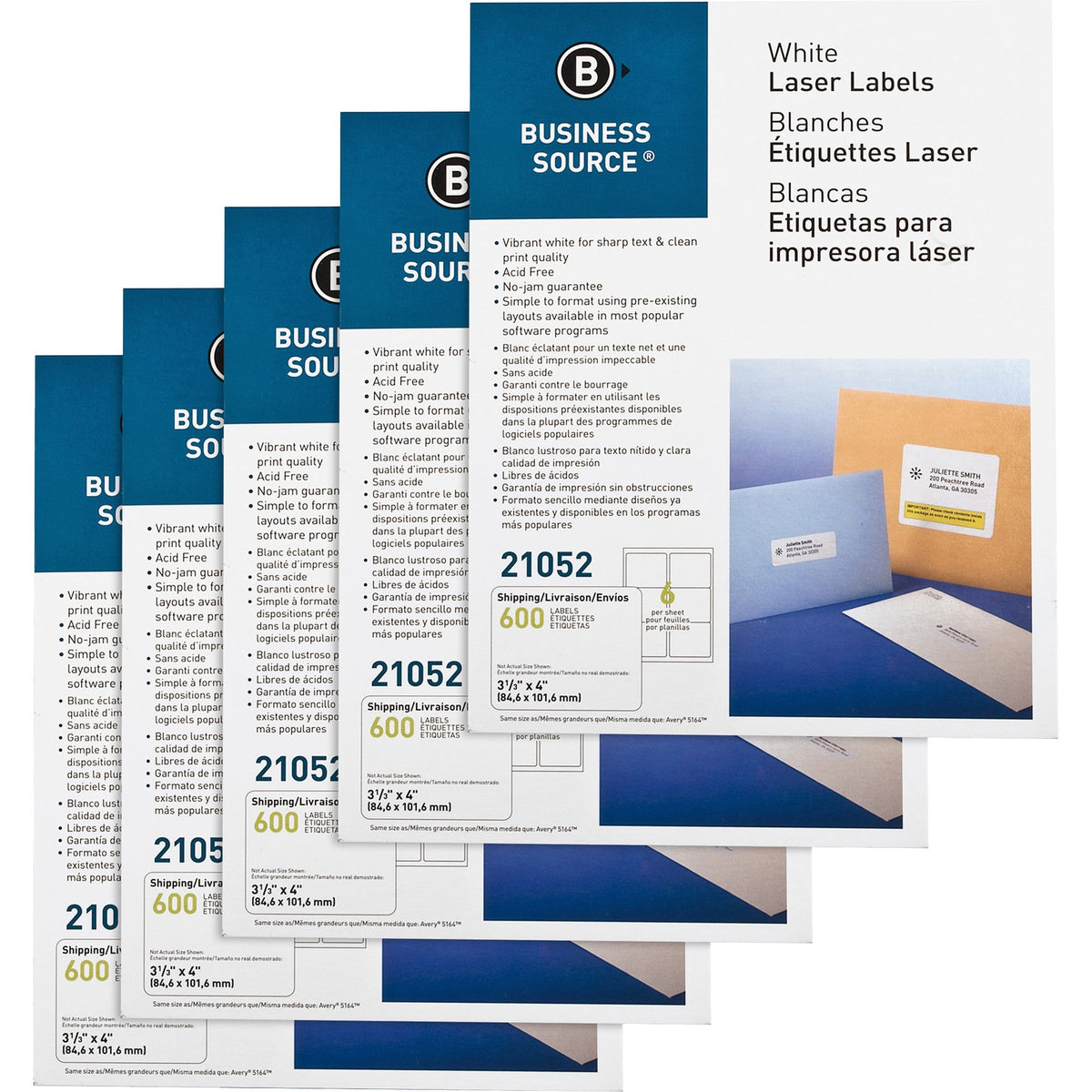 Business Source Bright White Premium-quality Address Labels - 3 1/3" Widthss x 4" Length - Permanent Adhesive - Rectangl