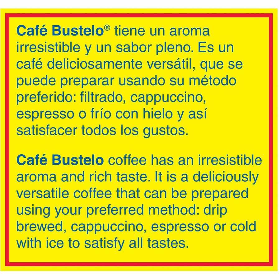 Café Bustelo® Ground Espresso Coffee - Dark/Bold - 10 oz Per Can - Ground - Arabica - 24 / Carton
