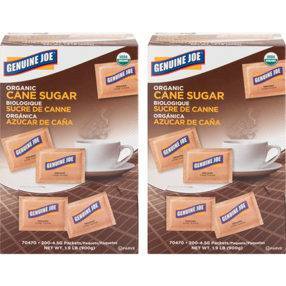 Genuine Joe Turbinado Natural Cane Sugar Packets - 0.159 oz (4.5 g) - Molasses Flavor - Natural Sweetener - 200/Box - 2 
