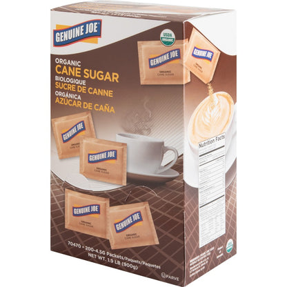Genuine Joe Turbinado Natural Cane Sugar Packets - 0.159 oz (4.5 g) - Molasses Flavor - Natural Sweetener - 200/Box - 2 