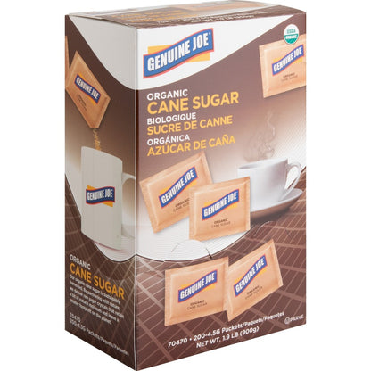 Genuine Joe Turbinado Natural Cane Sugar Packets - 0.159 oz (4.5 g) - Molasses Flavor - Natural Sweetener - 200/Box - 2 