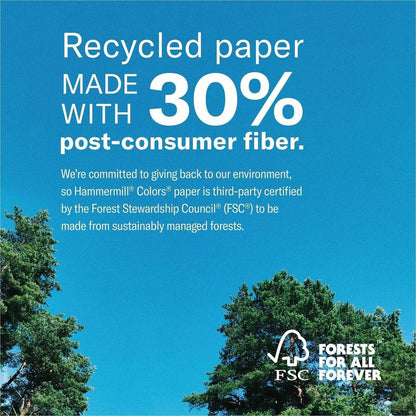 Hammermill Colors Recycled Copy Paper - Pink - Letter - 8 1/2" x 11" - 20 lb Basis Weight - Smooth - Jam-free, Archival-