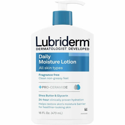 Lubriderm Daily Moisture Lotion Fragrance-Free - Lotion - 16 fl oz - For Dry Skin - Applicable on Body, Face - 12 / Cart