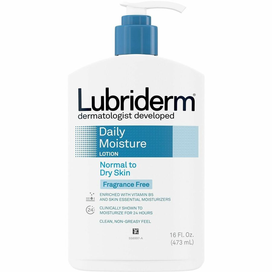 Lubriderm Daily Moisture Lotion Fragrance-Free - Lotion - 16 fl oz - For Dry Skin - Applicable on Body, Face - 12 / Cart