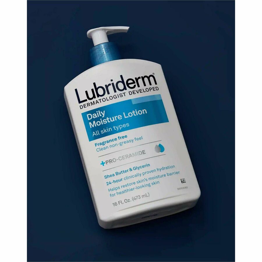 Lubriderm Daily Moisture Lotion Fragrance-Free - Lotion - 16 fl oz - For Dry Skin - Applicable on Body, Face - 12 / Cart