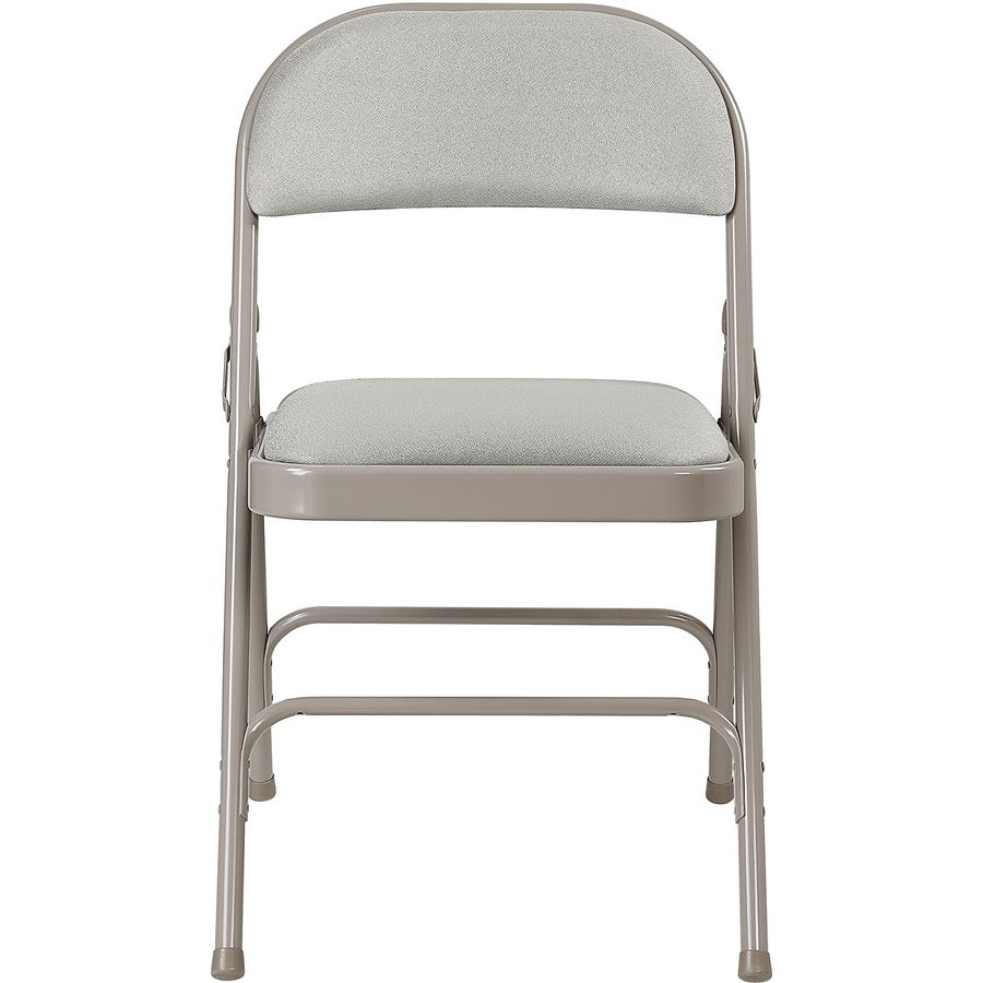 Lorell Padded Folding Chairs - Beige Seat Color - Fabric Seat Material - Beige Back Color - Fabric Back Material - 1 Car