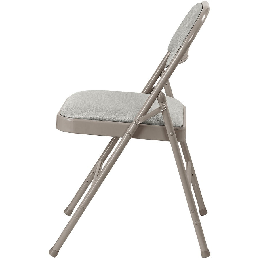 Lorell Padded Folding Chairs - Beige Seat Color - Fabric Seat Material - Beige Back Color - Fabric Back Material - 1 Car