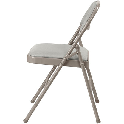 Lorell Padded Folding Chairs - Beige Seat Color - Fabric Seat Material - Beige Back Color - Fabric Back Material - 1 Car