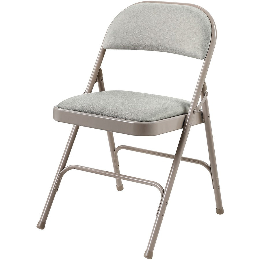 Lorell Padded Folding Chairs - Beige Seat Color - Fabric Seat Material - Beige Back Color - Fabric Back Material - 1 Car