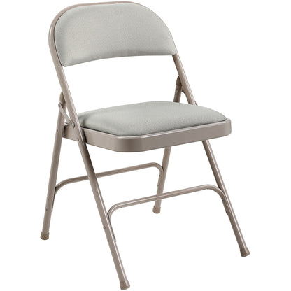 Lorell Padded Folding Chairs - Beige Seat Color - Fabric Seat Material - Beige Back Color - Fabric Back Material - 1 Car