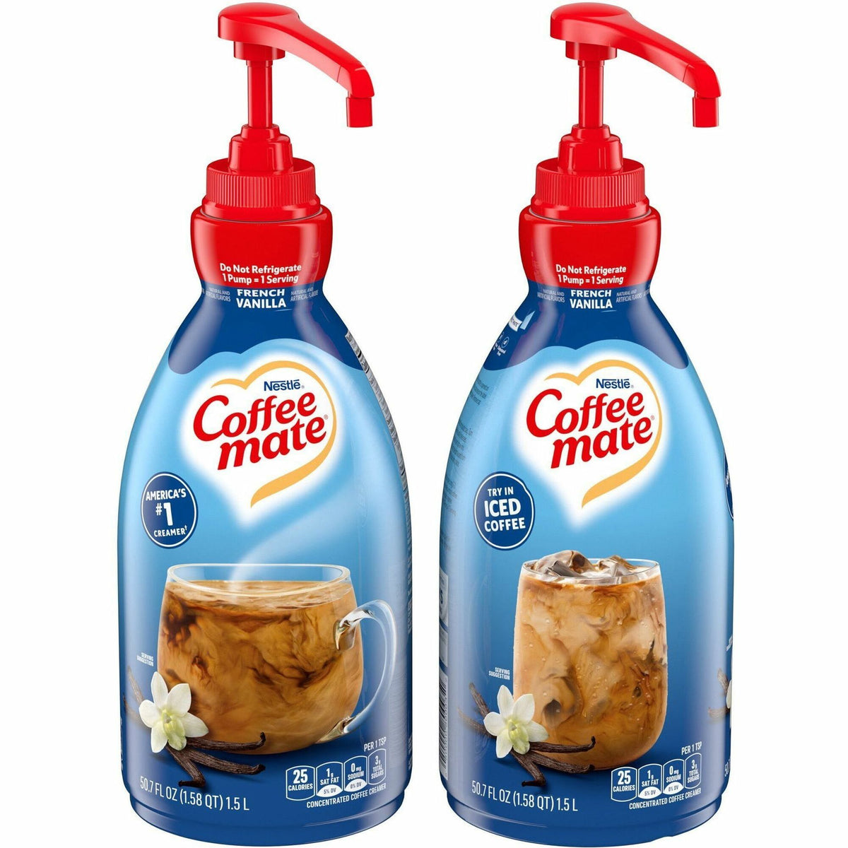 Coffee mate French Vanilla Liquid Concentrate Coffee Creamer - Pump Bottle - French Vanilla Flavor - 50.70 fl oz (1.50 L