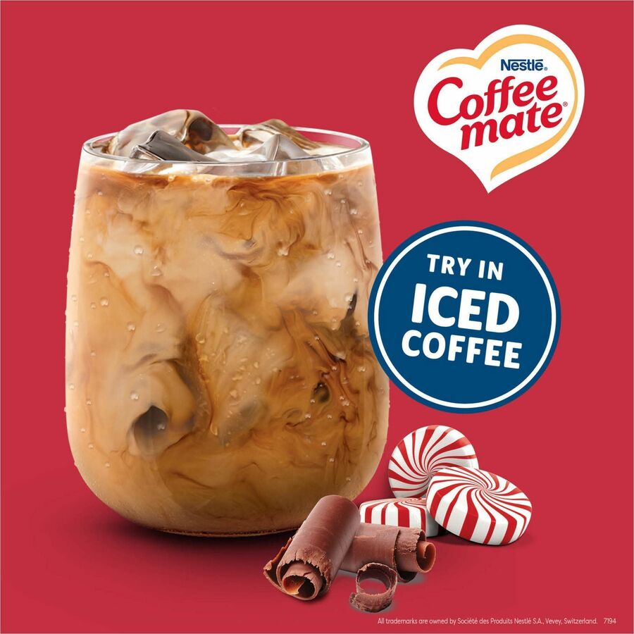 Coffee mate Peppermint Mocha Nondairy Liquid Creamer Singles - Peppermint Mocha Flavor - 0.38 fl oz (11 mL) - 200 Servin