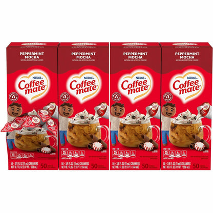 Coffee mate Peppermint Mocha Nondairy Liquid Creamer Singles - Peppermint Mocha Flavor - 0.38 fl oz (11 mL) - 200 Servin