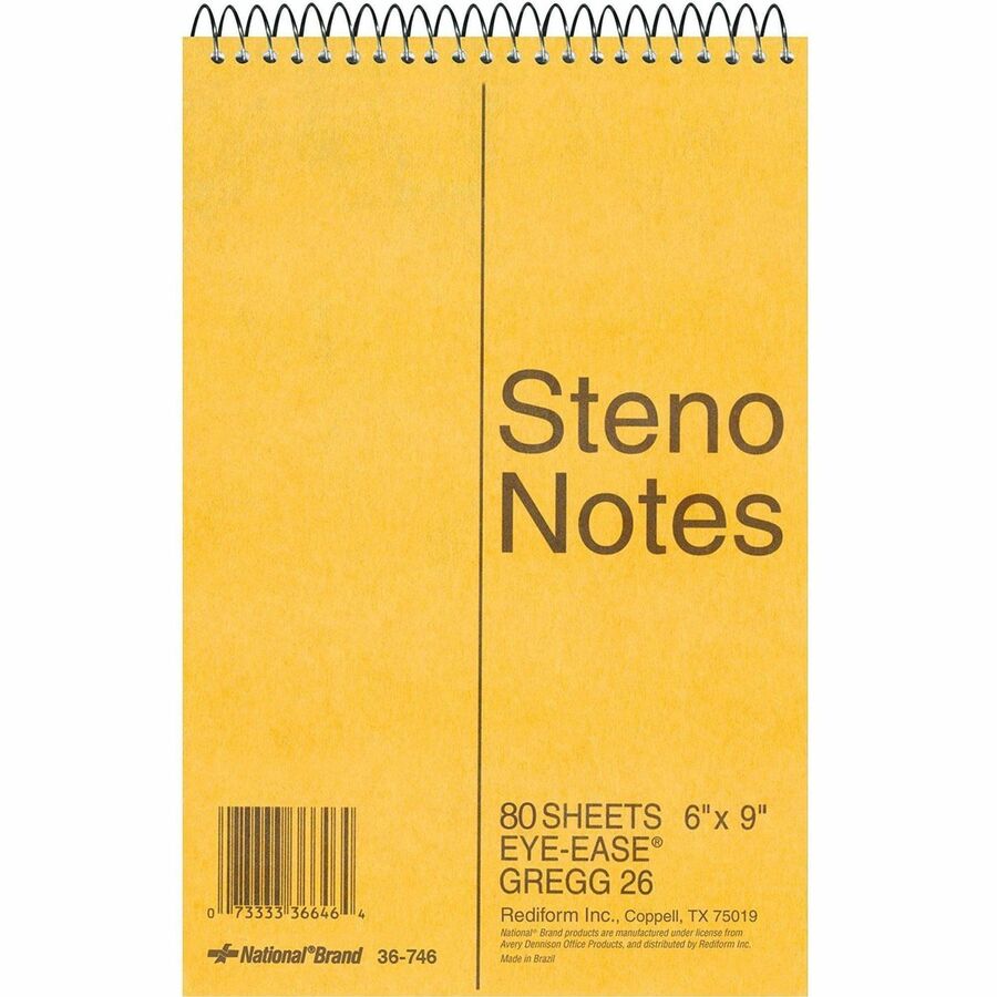 Rediform Steno Notebooks - 80 Sheets - Wire Bound - Gregg Ruled Margin - 16 lb Basis Weight - 6" x 9" Sheet Size - Green