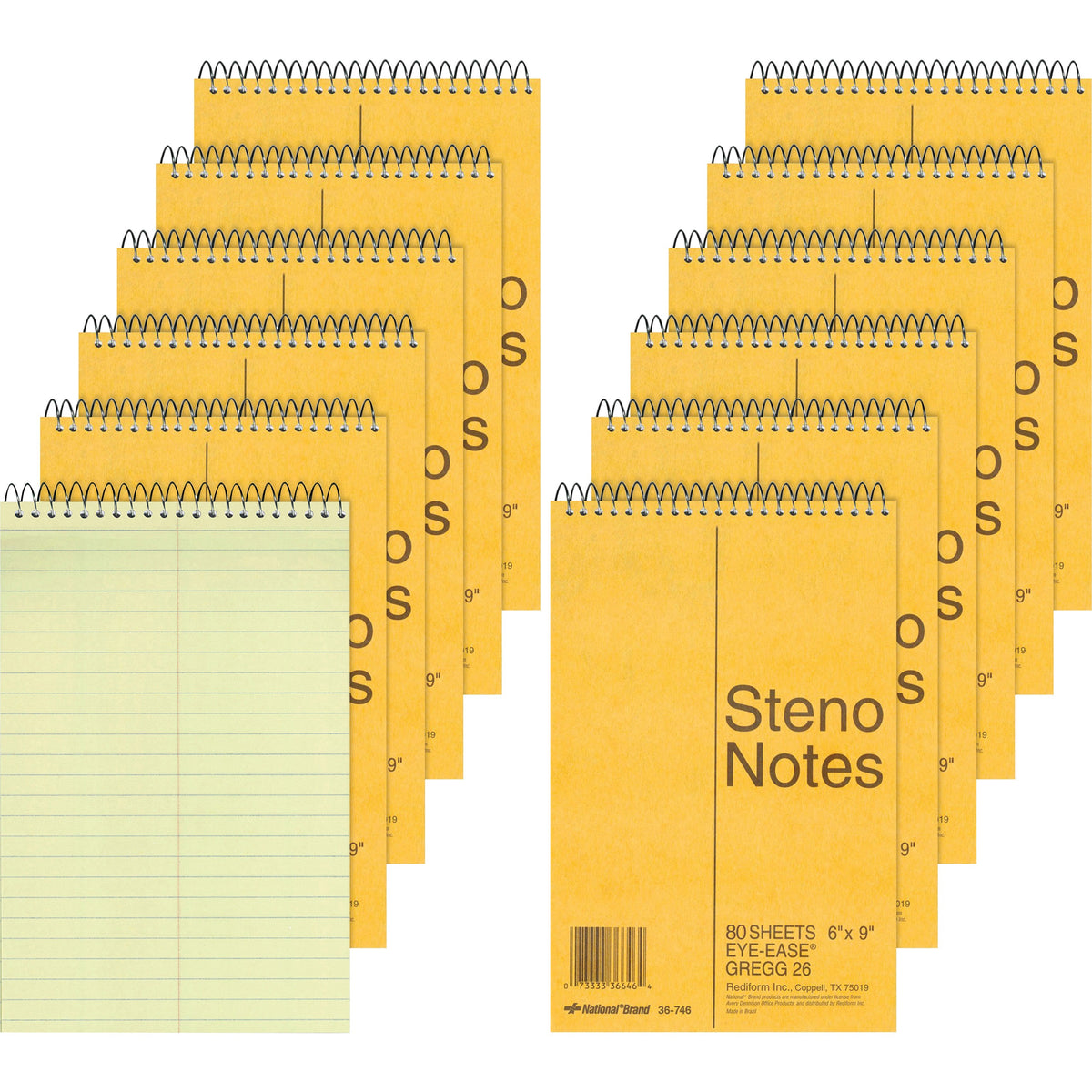Rediform Steno Notebooks - 80 Sheets - Wire Bound - Gregg Ruled Margin - 16 lb Basis Weight - 6" x 9" Sheet Size - Green