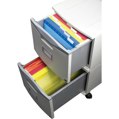 Storex Single/Double Poly Filing Drawer - 14.1" Length x 31.8" Width x 26" Height - 2 x Drawer(s) for File - 1 Each