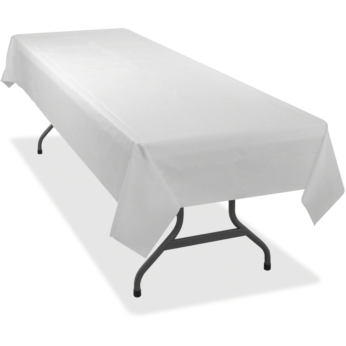 Tablemate Heavy-duty Plastic Table Covers - 108" Length x 54" Width - Plastic - White - 6/Pack - 4 / Carton