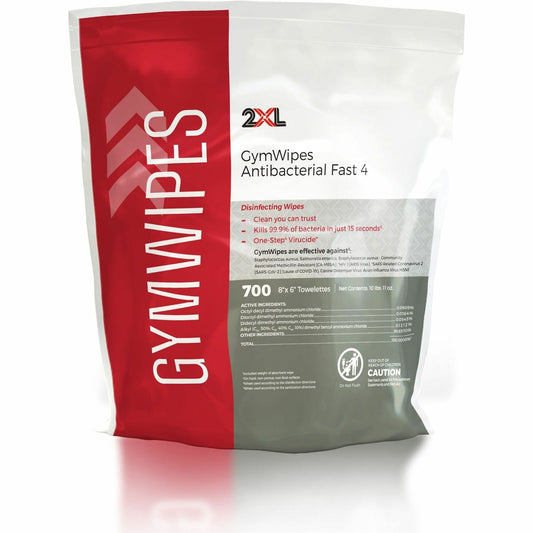 2XL GymWipes Antibacterial Towelettes Bucket Refill - For Multi Surface - 4 / Carton
