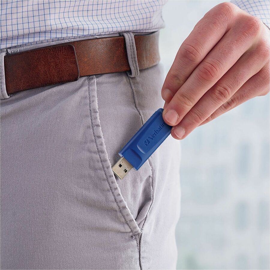 Verbatim 8GB USB Flash Drives - 8 GB - USB 2.0 Type A - Blue - 4 / Carton