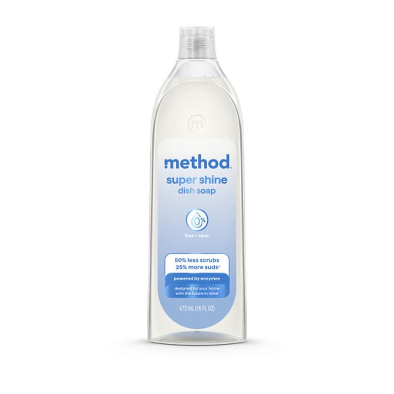 Method Super Shine Free & Clear Scent Liquid Dish Soap 16 oz 1 pk