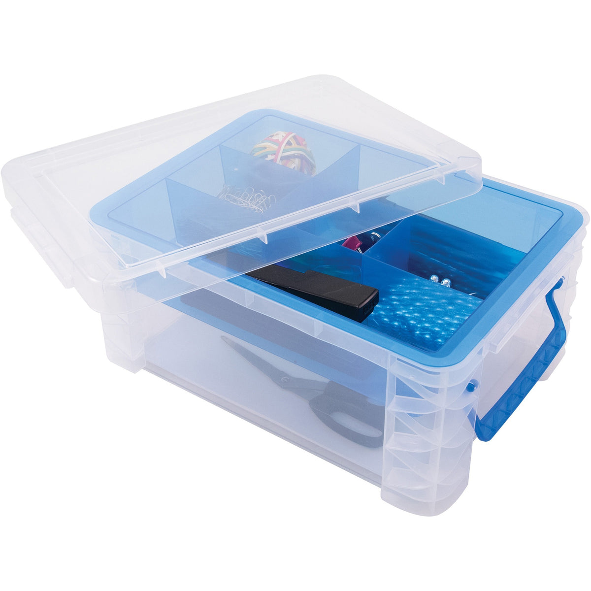 Super Stacker Divided Supply Box - External Dimensions: 14.3" Length x 10.3" Width x 6.5" Height - Lid Lock Closure - St