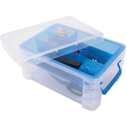 Super Stacker Divided Supply Box - External Dimensions: 14.3" Length x 10.3" Width x 6.5" Height - Lid Lock Closure - St