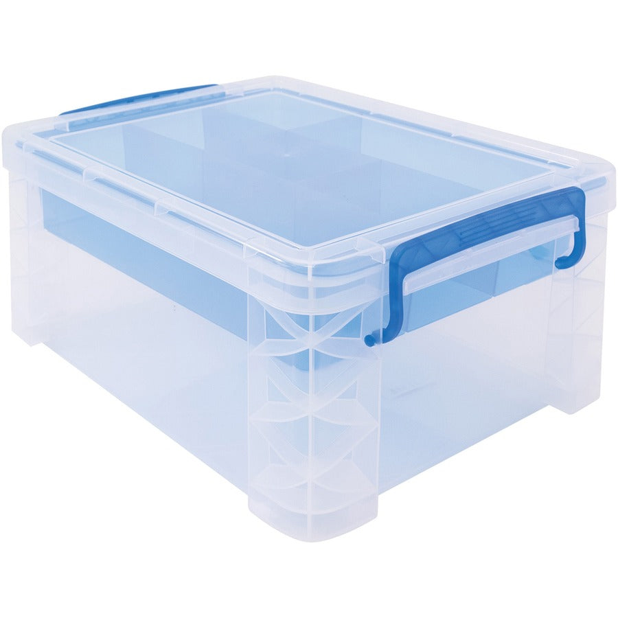 Super Stacker Divided Supply Box - External Dimensions: 14.3" Length x 10.3" Width x 6.5" Height - Lid Lock Closure - St