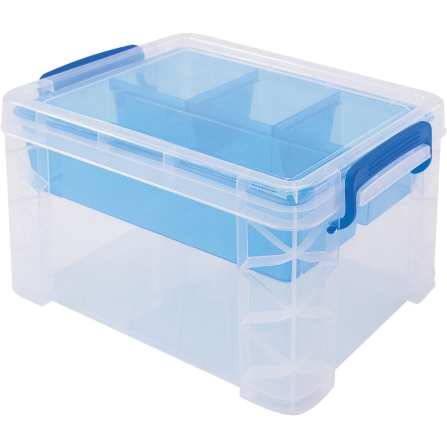 Super Stacker Divided Supply Box - External Dimensions: 10.1" Length x 7.5" Width x 6.5" Height - 5 Dividers - Lid Lock 