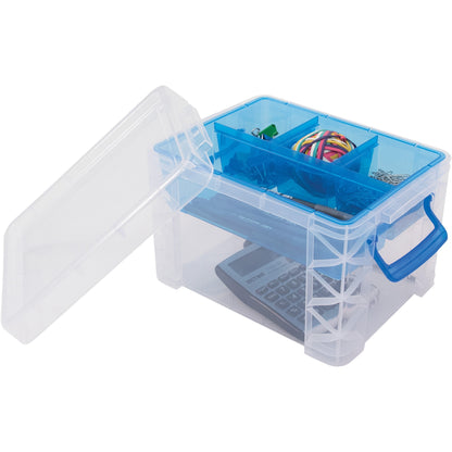Super Stacker Divided Supply Box - External Dimensions: 10.1" Length x 7.5" Width x 6.5" Height - 5 Dividers - Lid Lock 