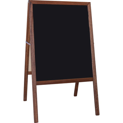 Flipside Dark Frame Signage Easel - Stained White/Black Surface - Hardwood Frame - Rectangle - 1 Each