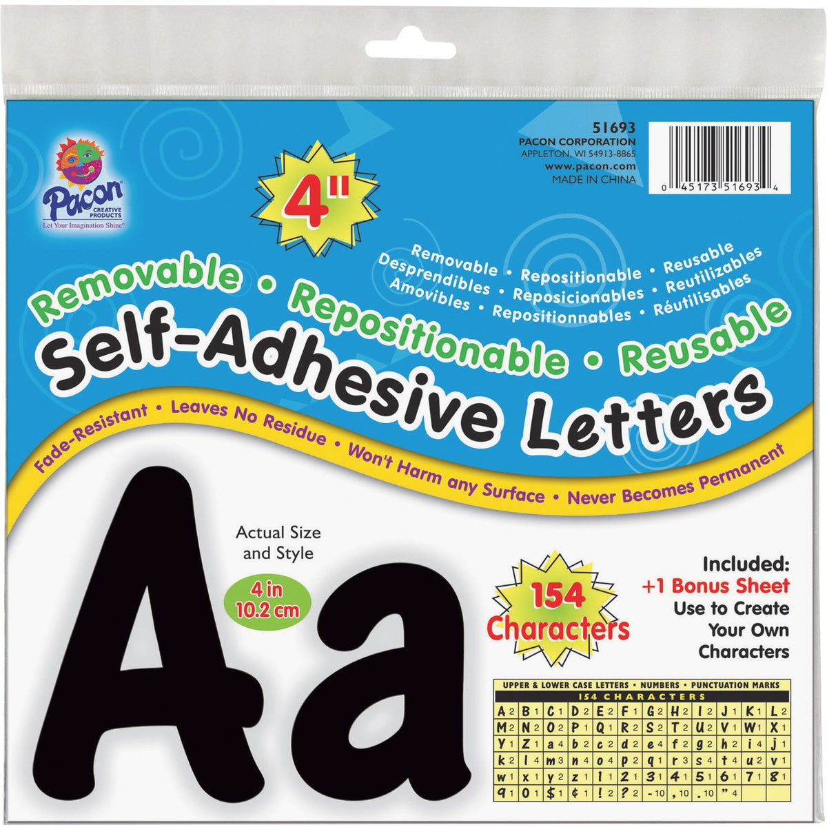 UCreate 154 Character Self-adhesive Letter Set - Uppercase Letters, Numbers, Punctuation Marks Shape - 154 / Pack