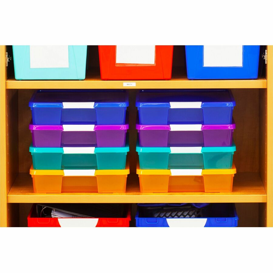Storex Storage Case - External Dimensions: 14" Length x 14" Width x 3" Height - Latching Closure - Stackable - Assorted 