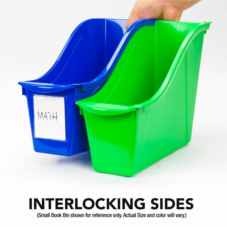 Storex Book Bins - 7" Height x 5.30" Width x 14.30" Length - Sturdy - Black - Plastic - 1 Carton