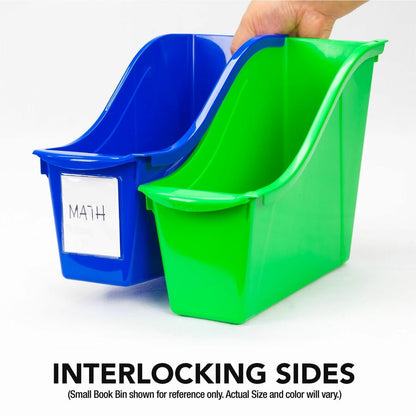 Storex Book Bins - 7" Height x 5.30" Width x 14.30" Length - Sturdy - Black - Plastic - 1 Carton